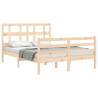 Bed Frame with Headboard - Double Solid Wood | Hipomarket