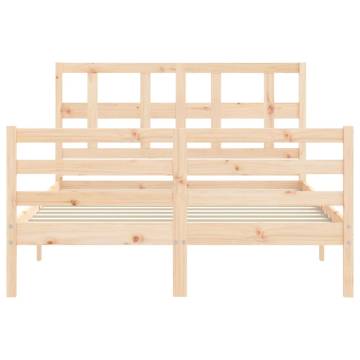 Bed Frame with Headboard - Double Solid Wood | Hipomarket