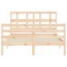 Bed Frame with Headboard - Double Solid Wood | Hipomarket