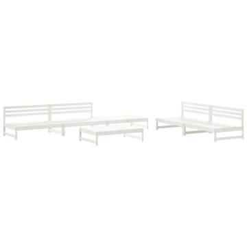 6 Piece Garden Lounge Set - White Solid Pine Wood | Hipomarket