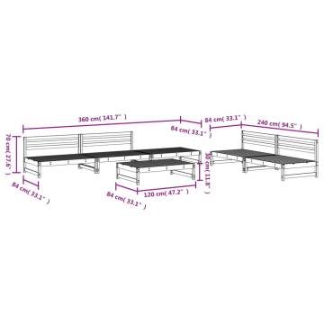 6 Piece Garden Lounge Set - White Solid Pine Wood | Hipomarket