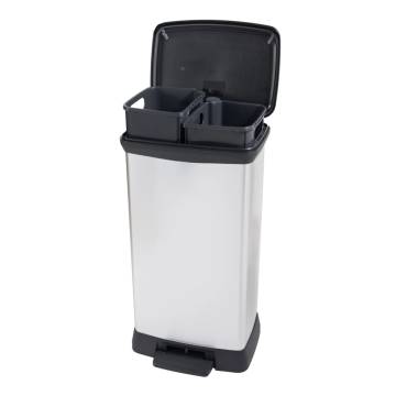 Curver Duo Pedal Bin Deco 23L+23L Silver - Stylish & Functional