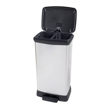 Curver Duo Pedal Bin Deco 23L+23L Silver - Stylish & Functional