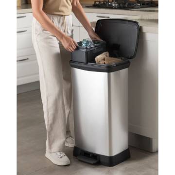 Curver Duo Pedal Bin Deco 23L+23L Silver - Stylish & Functional