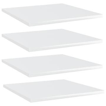 High Gloss White Bookshelf Boards - 4 pcs | Hipomarket