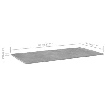 Bookshelf Boards 4 pcs Concrete Grey - 80x30x1.5 cm | HipoMarket