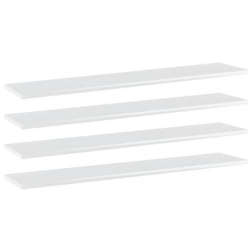 High Gloss White Bookshelf Boards - 4 pcs | HipoMarket