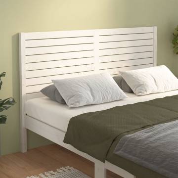 Stylish White Bed Headboard - Solid Wood Pine 156x4x100 cm