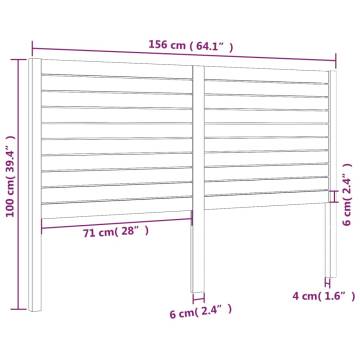 Stylish White Bed Headboard - Solid Wood Pine 156x4x100 cm