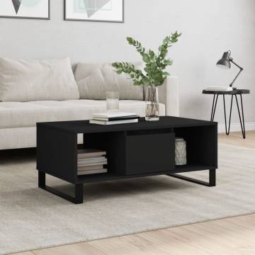 Elegant Black Coffee Table | 90x50x36.5 cm | Durable Design