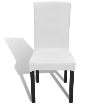 6 Pcs White Stretchable Chair Covers - Soft & Wrinkle-Resistant