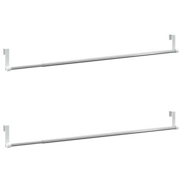 Curtain Rails - 2 pcs White & Silver - Adjustable 60-105 cm