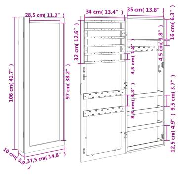 Mirror Jewellery Cabinet Wall Mounted White - Stylish & Practical