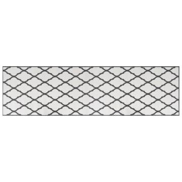 Stylish Reversible Outdoor Rug Grey & White 80x250 cm