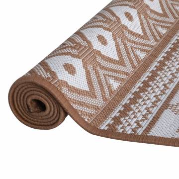 Stylish Outdoor Rug in Brown and White - 80x150 cm Reversible