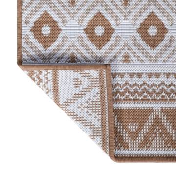 Stylish Outdoor Rug in Brown and White - 80x150 cm Reversible