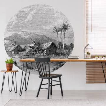 WallArt Wallpaper Circle Landscape of Guadeloupe - 142.5 cm