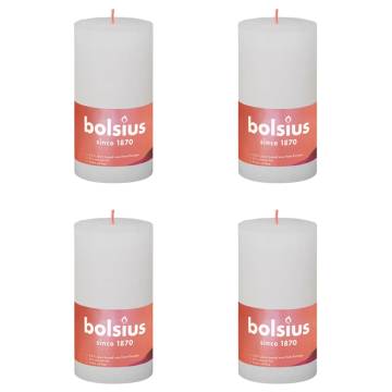 Bolsius Rustic Pillar Candles - 4 pcs Cloudy White | HipoMarket