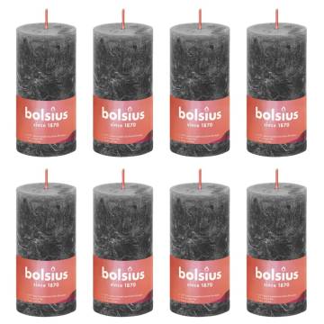 Bolsius Rustic Pillar Candles 8 pcs Stormy Grey - 100x50 mm