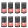 Bolsius Rustic Pillar Candles 8 pcs Stormy Grey - 100x50 mm