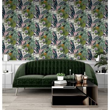 DUTCH WALLCOVERINGS Passion Flower Wallpaper - White & Green