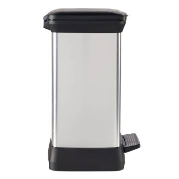 Curver Pedal Bin Deco Rectangular 30L Silver - Stylish & Hygienic