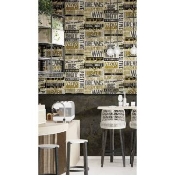 Noordwand Friends & Coffee Marble Concrete Wallpaper - Black & Bruin