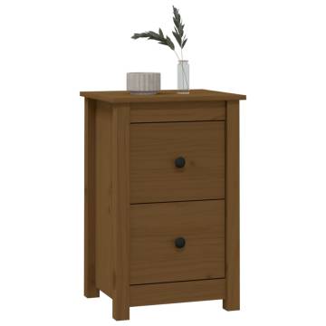 Elegant Honey Brown Bedside Cabinets - 2 pcs Solid Pine