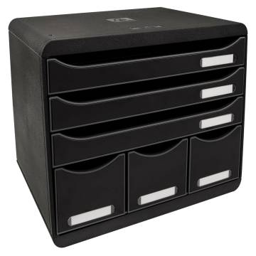 Exacompta Store-Box Drawer Set | 6 Drawers Glossy Black