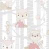 Noordwand Mondo Baby Wallpaper - Forest Animals Grey & Pink