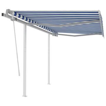 Manual Retractable Awning 3x2.5 m - Blue & White - Hipomarket