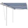 Manual Retractable Awning with Posts 3x2.5 m Blue and White Colour blue and white Size 3 x 2.5 m Quantity in Package 1 