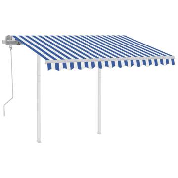 Manual Retractable Awning 3x2.5 m - Blue & White - Hipomarket