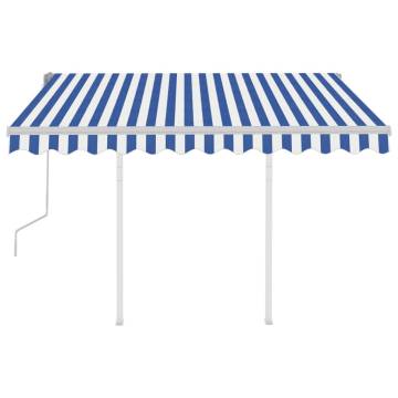 Manual Retractable Awning 3x2.5 m - Blue & White - Hipomarket