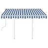 Manual Retractable Awning 3x2.5 m - Blue & White - Hipomarket