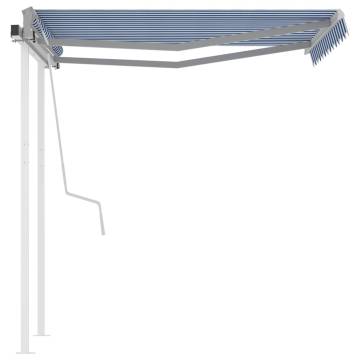 Manual Retractable Awning 3x2.5 m - Blue & White - Hipomarket