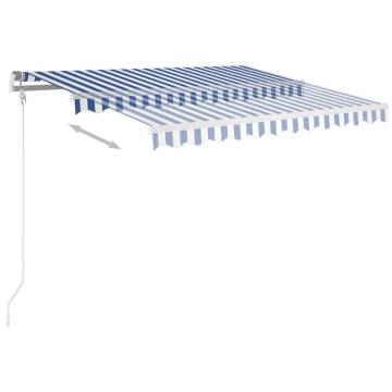 Manual Retractable Awning 3x2.5 m - Blue & White - Hipomarket