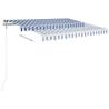 Manual Retractable Awning 3x2.5 m - Blue & White - Hipomarket