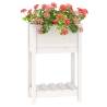 White Solid Wood Pine Planter with Shelf - 54x34.5x81 cm