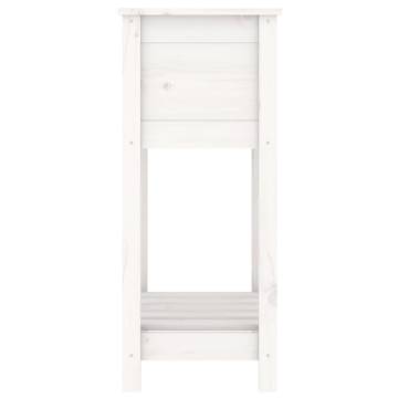 White Solid Wood Pine Planter with Shelf - 54x34.5x81 cm