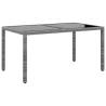 Garden Table 150x90x75 cm Tempered Glass and Poly Rattan Grey Colour grey Quantity in Package 1 