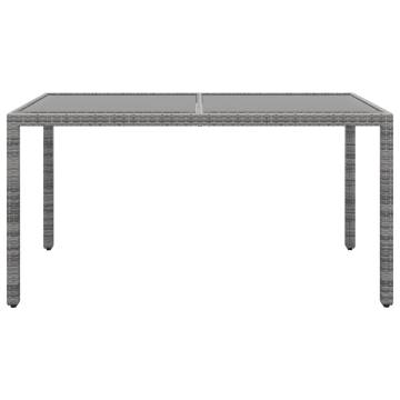 Garden Table 150x90cm - Tempered Glass & Poly Rattan Grey