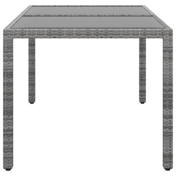 Garden Table 150x90cm - Tempered Glass & Poly Rattan Grey