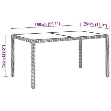 Garden Table 150x90cm - Tempered Glass & Poly Rattan Grey