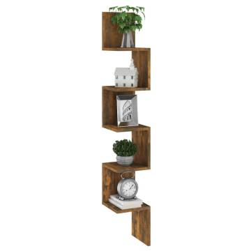 Wall Corner Shelf - Smoked Oak, 20x20x127.5 cm