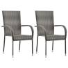 Stackable Outdoor Chairs 2 pcs Grey Poly Rattan Colour grey Quantity in Package 2 Number of 1 