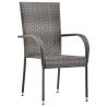 Stackable Outdoor Chairs - 2 pcs Grey Poly Rattan