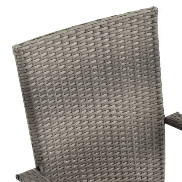 Stackable Outdoor Chairs - 2 pcs Grey Poly Rattan