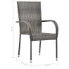 Stackable Outdoor Chairs - 2 pcs Grey Poly Rattan