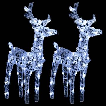 Christmas Reindeers 2 pcs LED Acrylic - Cold White Holiday Decor